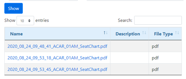 Run Seating Chart Report - Saved